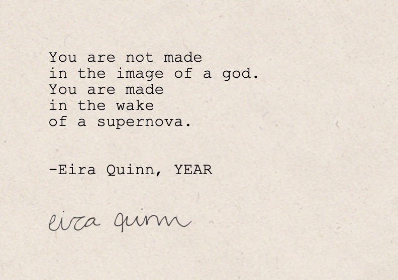 Mockup of "Image of a God" hand-typed on A7 handmade paper